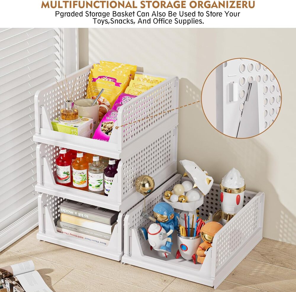 Stackable Foldable Closet Organizer Bins, 5-Pack